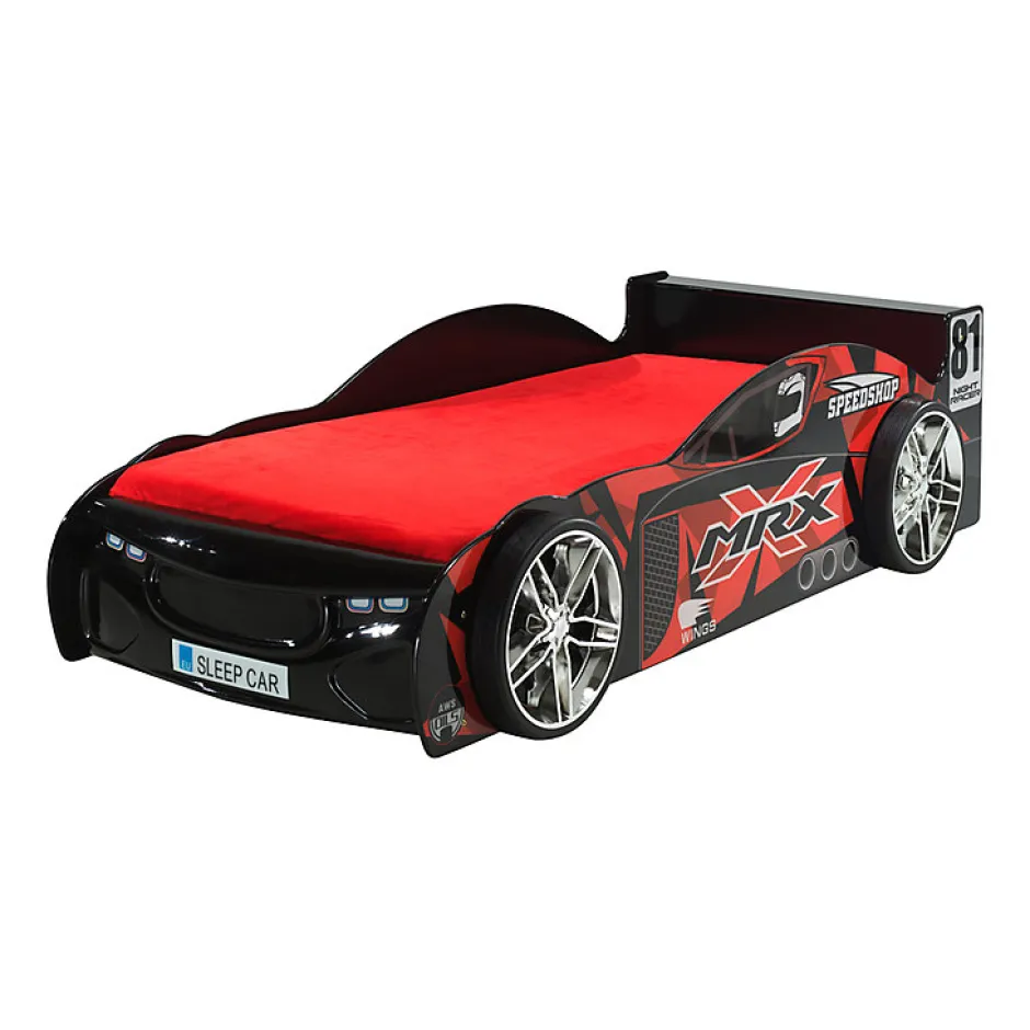 Enfant Petits-Meubles Lit 90x200 MRX SleepCar Sommier inclus Vipack Car beds - Noir