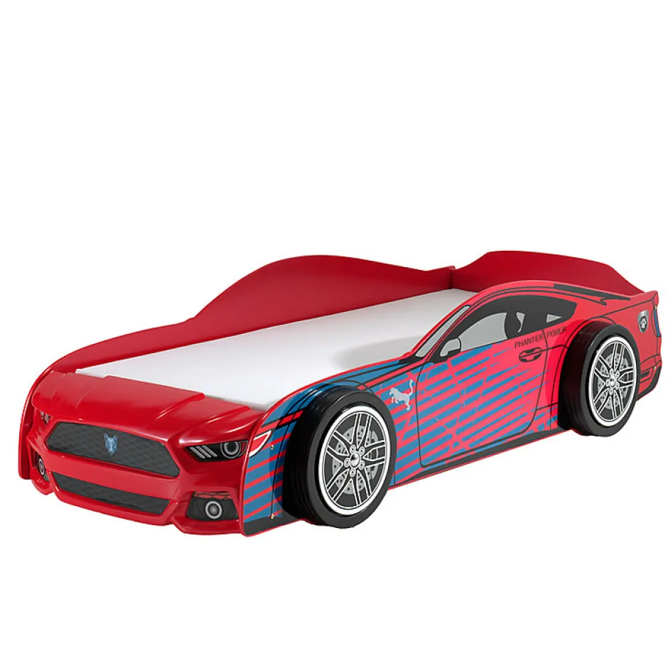 Enfant Petits-Meubles Lit 90x200 Panther Power Sommier inclus Vipack Car beds - Rouge