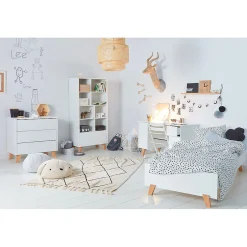 Enfant Petits-Meubles Lit 90x200 sommier et tiroir inclus Novelies Zara Blanc