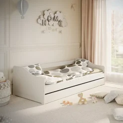 Petits-Meubles Lit 90x200 sommier et tiroir inclus Kocot Kids Allison Blanc Sale