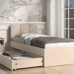 Enfant Petits-Meubles Lit 90x200 sommier et tiroir inclus Alycia Beige