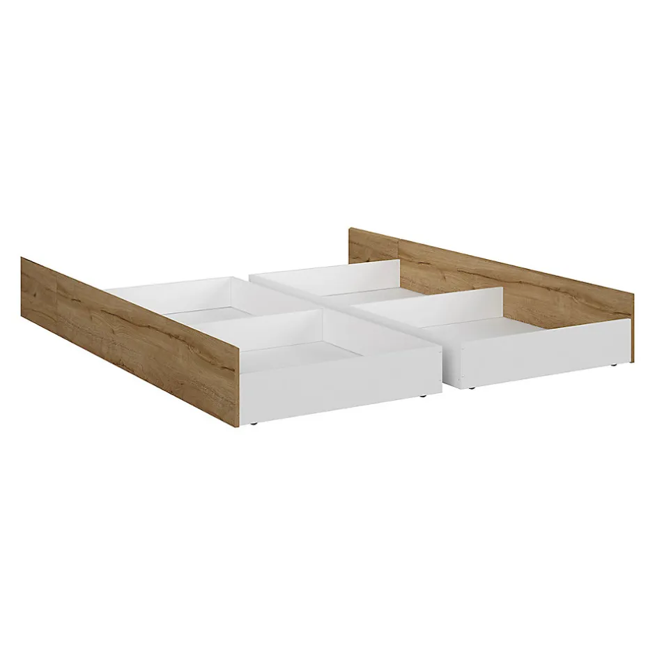 Petits-Meubles Lit 180x200 sommier et tiroirs inclus Hella Bois