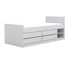 Enfant Petits-Meubles Lit 90x200 sommier et tiroirs inclus Kocot Kids Leon Blanc