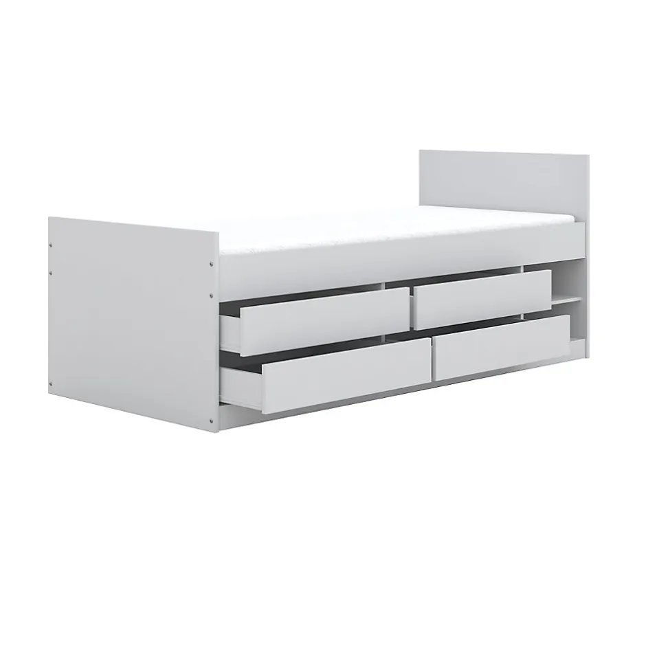 Enfant Petits-Meubles Lit 90x200 sommier et tiroirs inclus Kocot Kids Leon Blanc