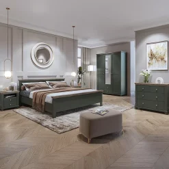 Petits-Meubles Lit 140x200 sommier inclus Martin Vert et Bois Hot