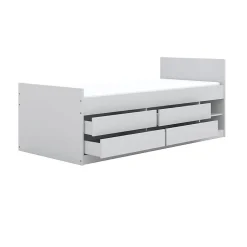 Enfant Petits-Meubles Lit 90x200 sommier matelas et tiroirs inclus Kocot Kids Leon Blanc