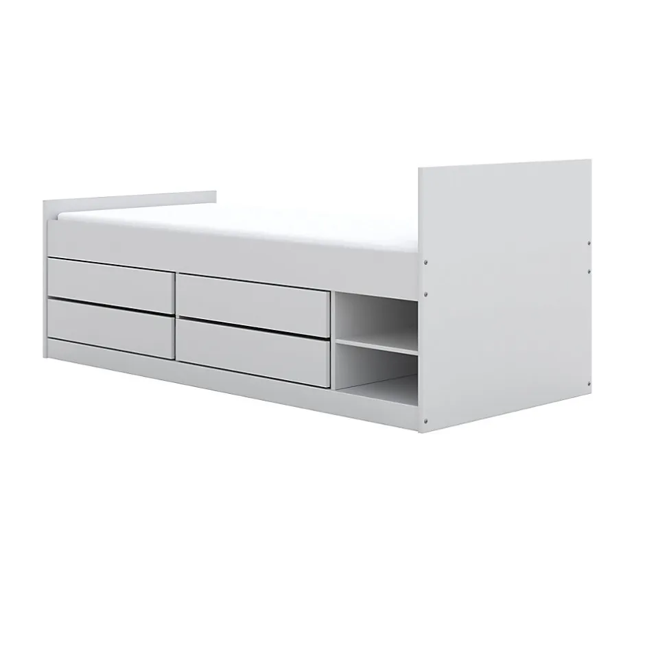 Enfant Petits-Meubles Lit 90x200 sommier matelas et tiroirs inclus Kocot Kids Leon Blanc
