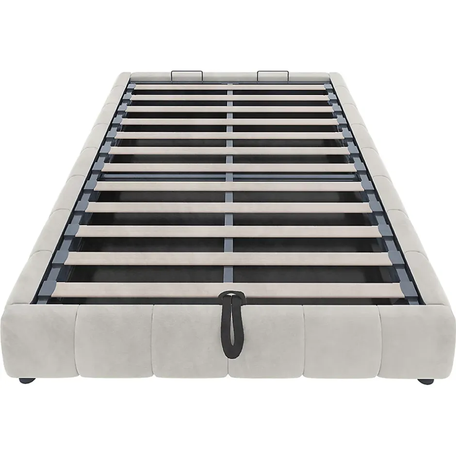 Blackcolors Lit 140x200cm, LED, rangement hydraulique, cadre suspendu, beige Best