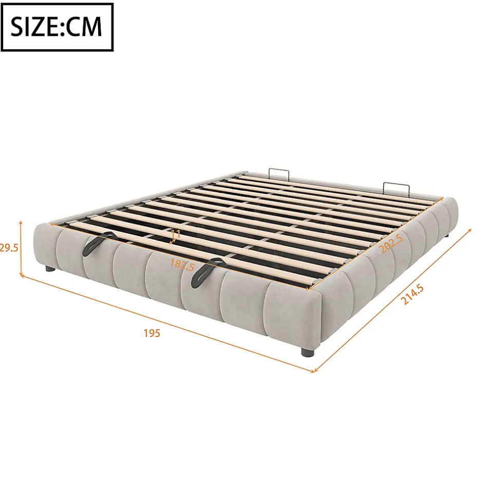 Blackcolors Lit 180x200cm, LED, rangement hydraulique, cadre flottant, beige Outlet