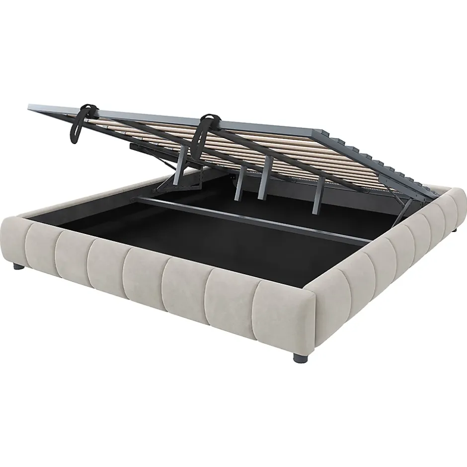 Blackcolors Lit 180x200cm, LED, rangement hydraulique, cadre flottant, beige Outlet