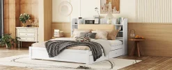 Fortuna lai Lit 180x200cm, tête de lit partiellement inclinable, 4 tiroirs, Blanc