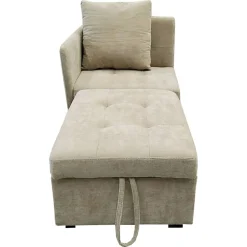 Redom Lit 177x68x65 cm convertible 3-en-1 en tissu lin beige, dossier 5 positions, idéal pour petits espaces Best