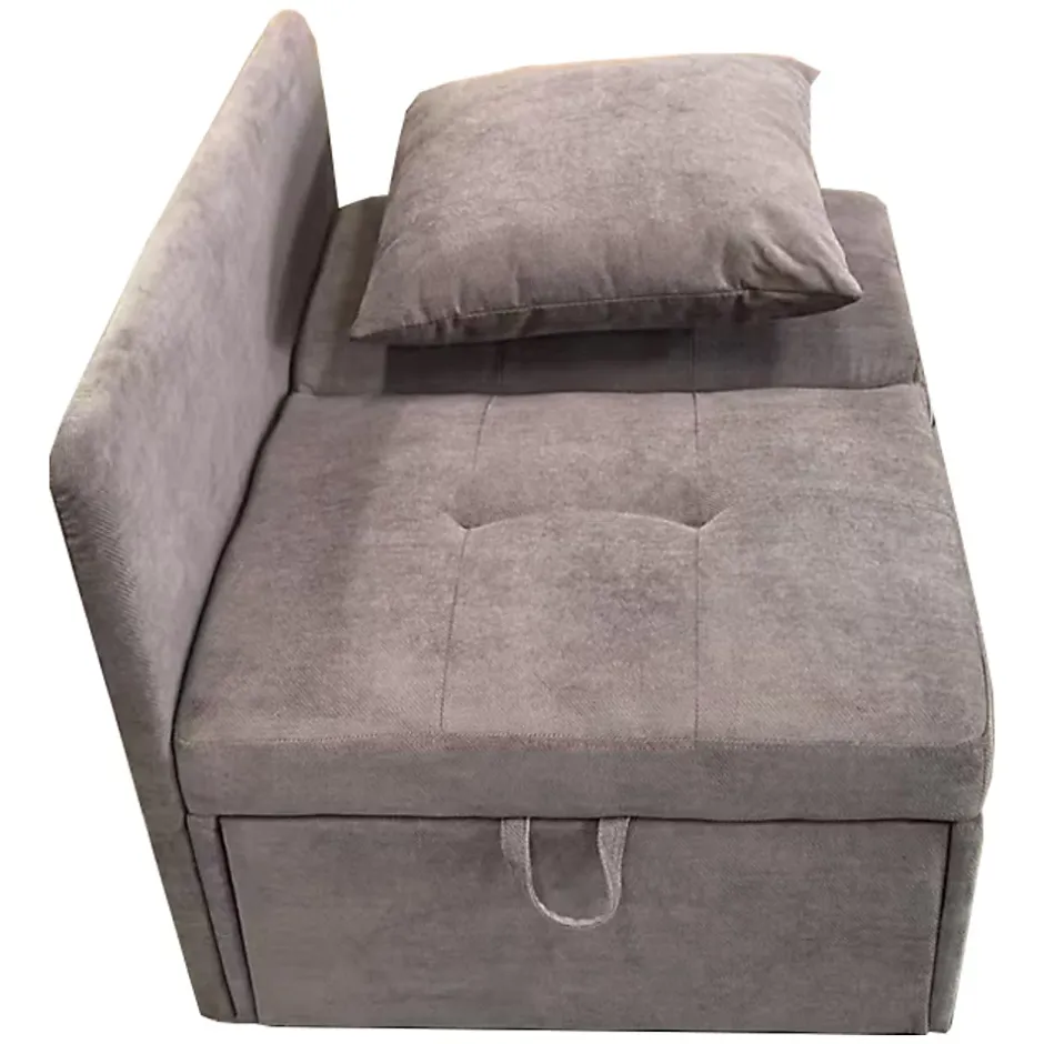 Redom Lit 177x68x65 cm convertible 3-en-1 en tissu lin gris, dossier 5 positions, compact et fonctionnel Discount