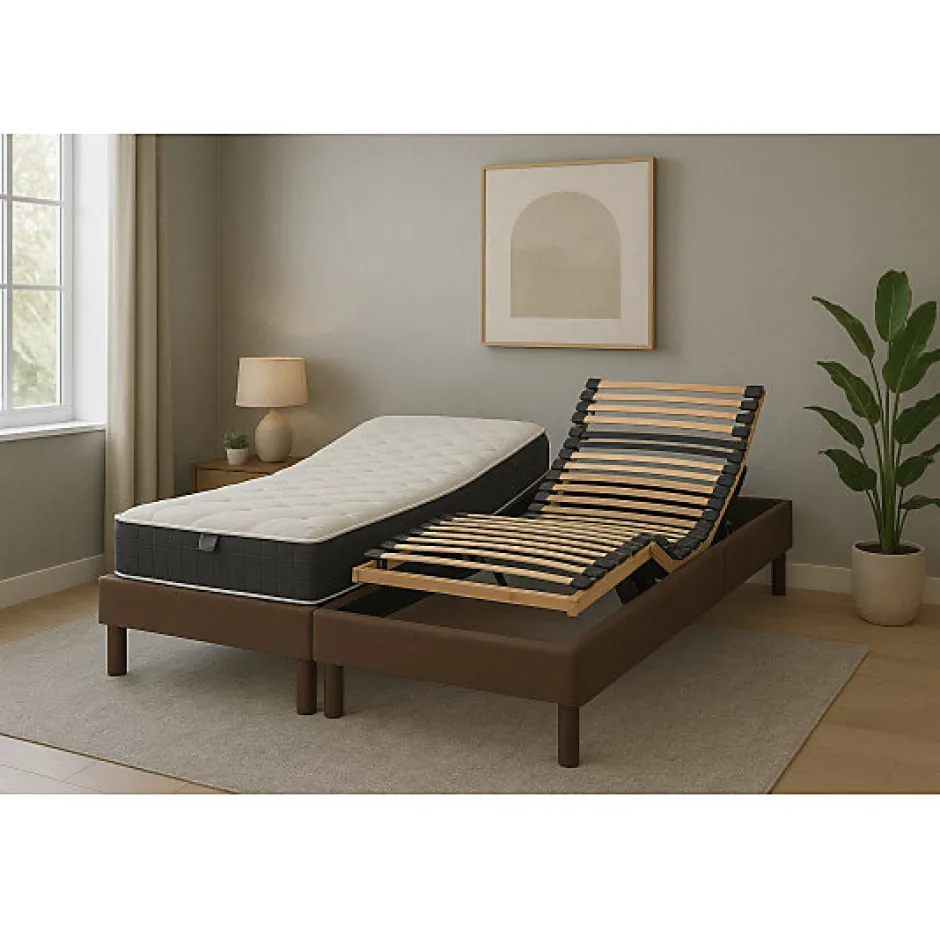Essenzia Zen Literie électrique Ensemble DETENTE marron - Classic ressorts 2x80x200 Ressorts Best