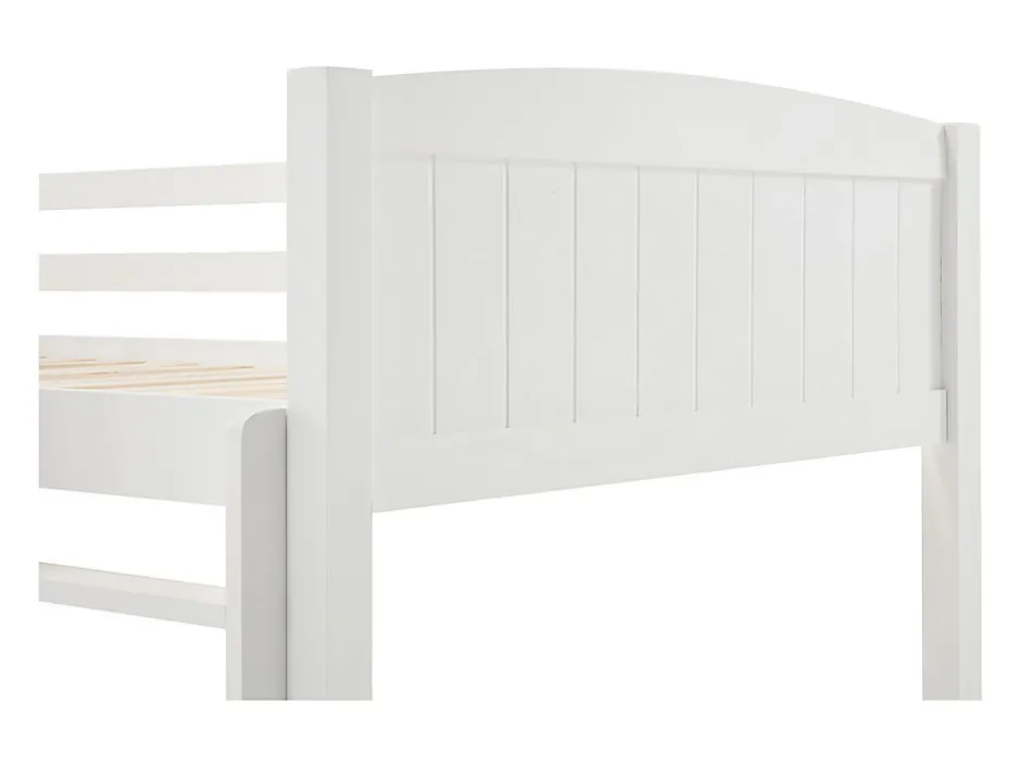 Vente-unique Lits superposés 2 x 90 x 200 cm - 2 tiroirs - Pin et MDF - Blanc + Matelas - LIMODARA Online