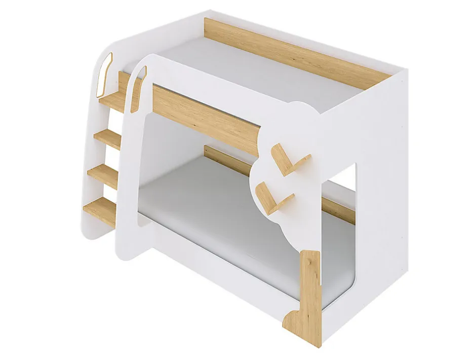 Enfant Vente-unique Lits superposés 2 x 90 x 190 cm - Blanc et Naturel - PILATI