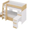 Vente-unique Lits superposés 2 x 90 x 190 cm avec bureau et rangements - Coloris : Naturel et blanc - LOMIDEN New