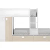 Vente-unique Lits Superposés 2 x 90 x 190 cm - Armoire intégrée - Blanc et naturel - JUANITO Outlet