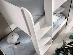 Vente-unique Lits superposés avec tiroir lit gigogne et rangements 3 x 90 x 190 cm - Anthracite et Blanc + matelas - ANTHONY Clearance