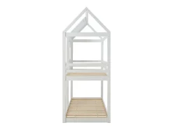 Enfant Vente-unique Lits superposés cabane 2 x 90 x 190 cm - Pin et MDF - Blanc + Matelas - LIDOVARA