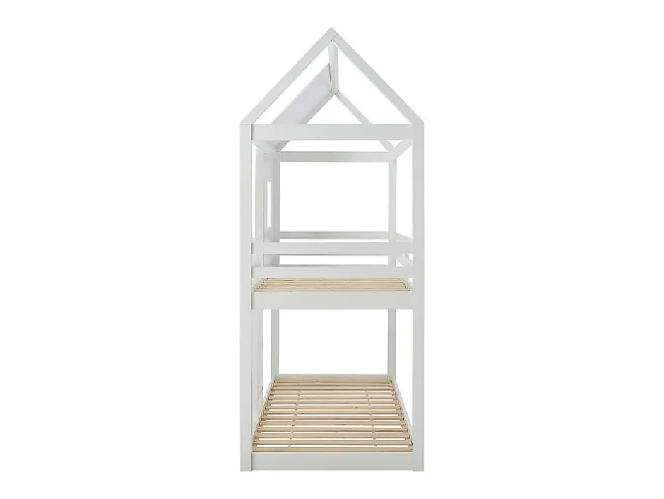 Enfant Vente-unique Lits superposés cabane 2 x 90 x 190 cm - Pin et MDF - Blanc + Matelas - LIDOVARA