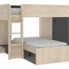 Enfant Vente-unique Lits superposés d'angle réversibles RICARDO - 2 x 90 x 190 cm - Rangements intégrés - Chêne et anthracite