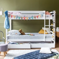 Happy Garden Lits superposés pour enfants 190x90cm blanc avec tiroirs AMBRE - Clearance