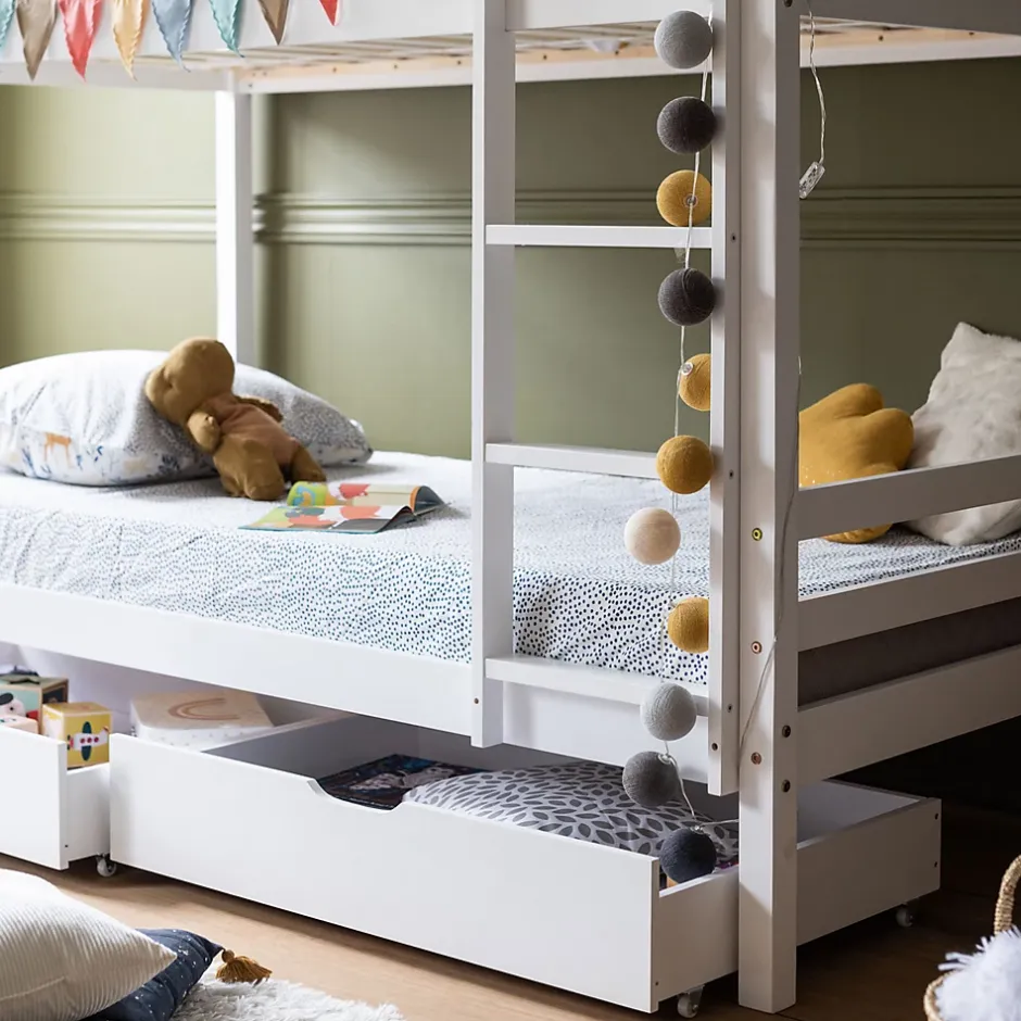 Happy Garden Lits superposés pour enfants 190x90cm blanc avec tiroirs AMBRE - Clearance