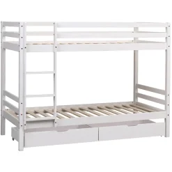 Happy Garden Lits superposés pour enfants 190x90cm blanc avec tiroirs AMBRE - Clearance