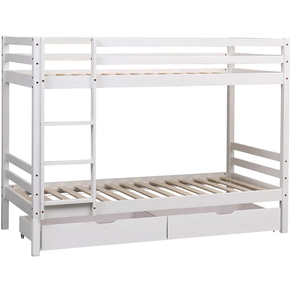 Happy Garden Lits superposés pour enfants 190x90cm blanc avec tiroirs AMBRE - Clearance