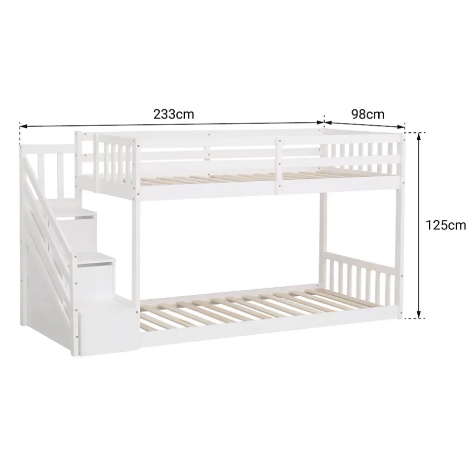 Happy Garden Lits superposés pour enfants 190x90cm blanc CELESTINE -