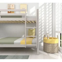Generic Lits superposés séparables enfant - 2x90x200 cm - Pin massif gris clair - Sommier inclus - ANDO