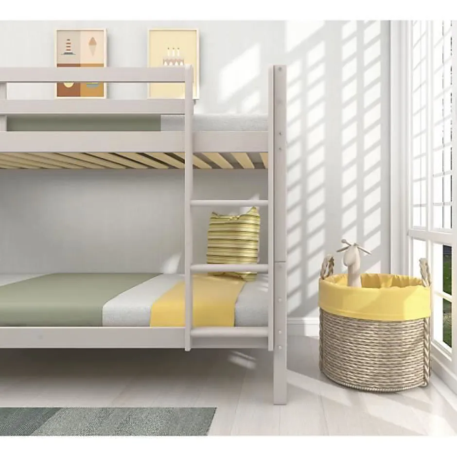 Generic Lits superposés séparables enfant - 2x90x200 cm - Pin massif gris clair - Sommier inclus - ANDO