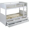 Vente-unique Lits superposés séparables ANCHISE II - 2 x 90 x 190 cm - Avec rangements - Pin blanc New