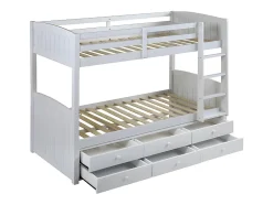 Vente-unique Lits superposés séparables ANCHISE II - 2 x 90 x 190 cm - Avec rangements - Pin blanc New