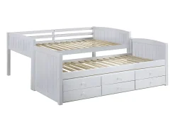 Vente-unique Lits superposés séparables ANCHISE II - 2 x 90 x 190 cm - Avec rangements - Pin blanc New