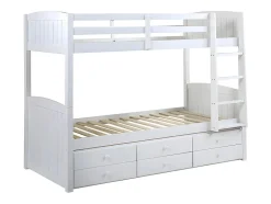Vente-unique Lits superposés séparables ANCHISE II - 2 x 90 x 190 cm - Avec rangements - Pin blanc New