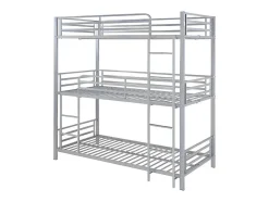 Enfant Vente-unique Lits superposés triple 3 x 90 x 190 cm - Métal - Argent - ELOUAN III