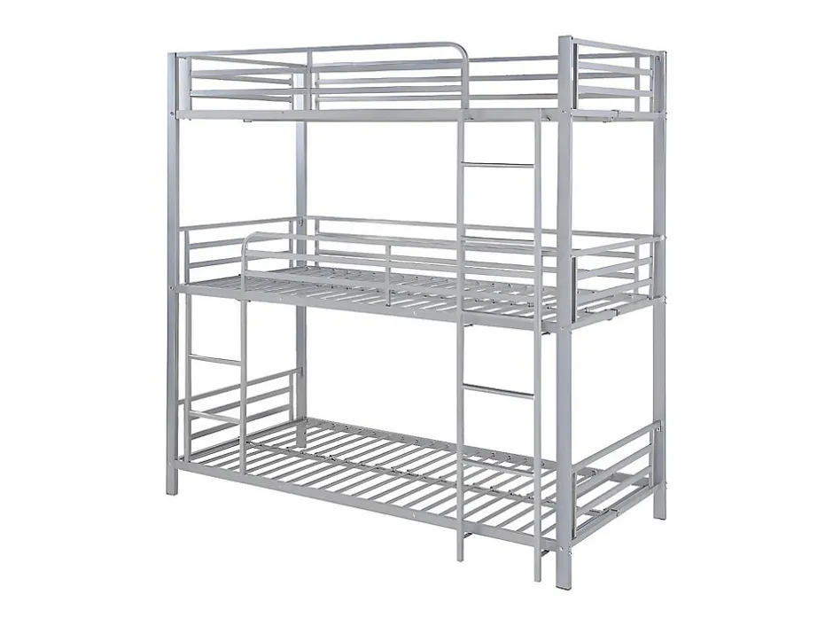 Enfant Vente-unique Lits superposés triple 3 x 90 x 190 cm - Métal - Argent - ELOUAN III