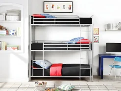Enfant Vente-unique Lits superposés triple 3 x 90 x 190 cm - Métal - Argent - ELOUAN III
