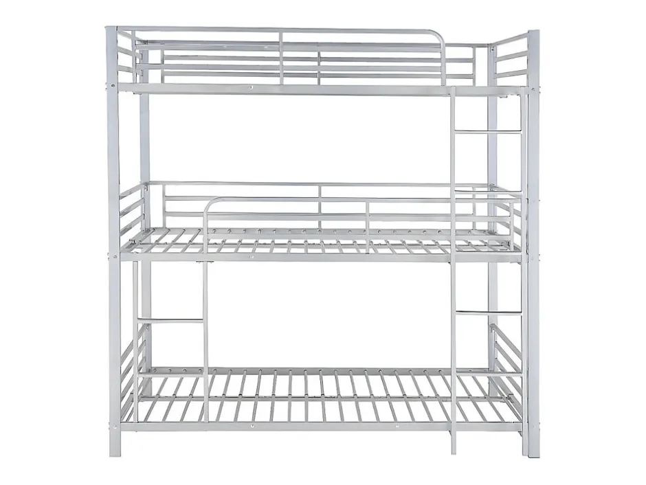 Enfant Vente-unique Lits superposés triple 3 x 90 x 190 cm - Métal - Argent - ELOUAN III