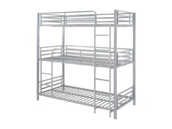Enfant Vente-unique Lits superposés triple 3 x 90 x 190 cm - Métal - Argent - ELOUAN III