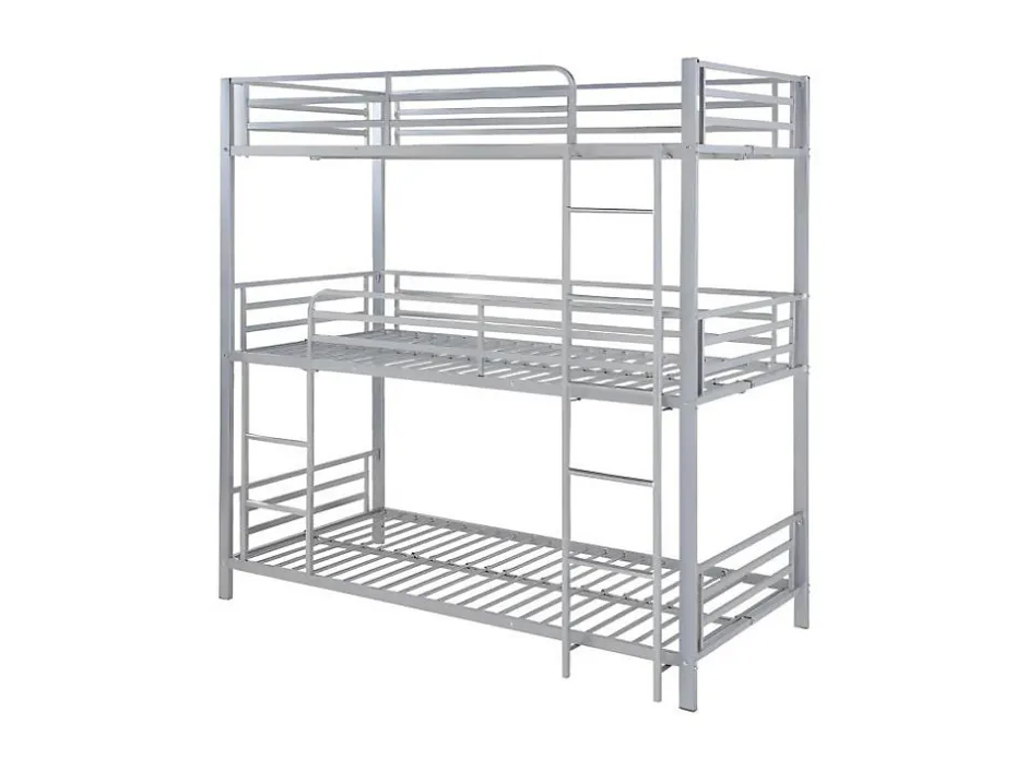 Enfant Vente-unique Lits superposés triple 3 x 90 x 190 cm - Métal - Argent - ELOUAN III