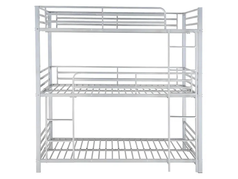 Enfant Vente-unique Lits superposés triple 3 x 90 x 190 cm - Métal - Argent - ELOUAN III