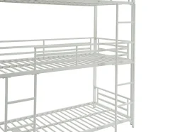 Enfant Vente-unique Lits superposés triple 3 x 90 x 190 cm - Métal - Blanc + Matelas - ELOUAN III