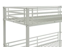 Enfant Vente-unique Lits superposés triple 3 x 90 x 190 cm - Métal - Blanc + Matelas - ELOUAN III