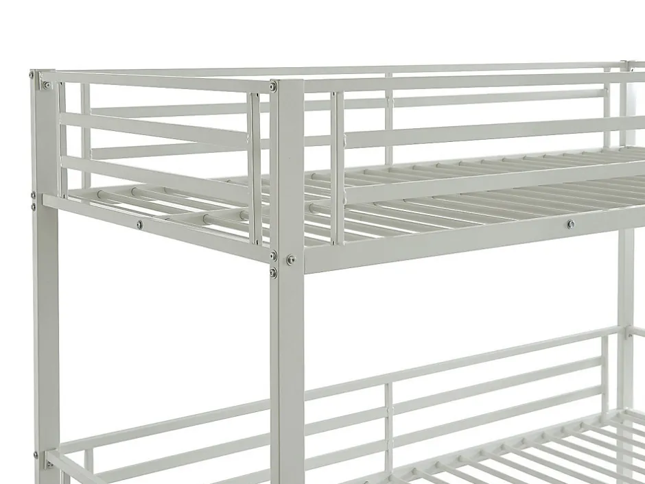 Enfant Vente-unique Lits superposés triple 3 x 90 x 190 cm - Métal - Blanc + Matelas - ELOUAN III