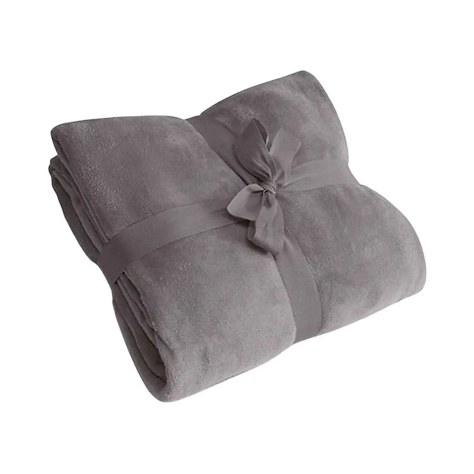 L-Merch - Couverture motif/style uni MICROFLUSH Grey (Taille unique)