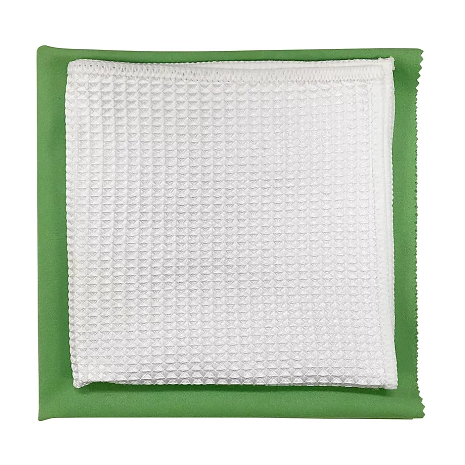 GoodHome Lot 2 chiffons de nettoyage pour vitres microfibre blanc L.32 x l.32cm