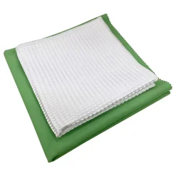 GoodHome Lot 2 chiffons de nettoyage pour vitres microfibre blanc L.32 x l.32cm